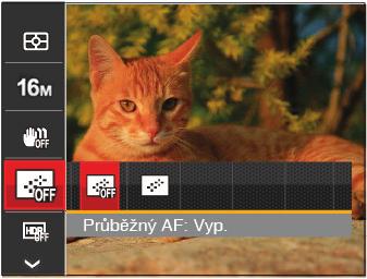Průběžný AF Aktivací souvislé AF lze automaticky souvisle zaostřovat při fotografování.