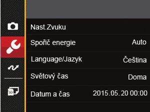 Menu Nastavení 1. Stiskněte tlačítko v libovolném režimu a stisknutím tlačítka nahoru/dolů vyberte položku. 2. Stisknutím tlačítka vstupte do nabídky. 3.
