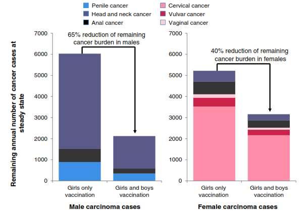 karcinomů u žen o 84% a u mužů o 90% očkování