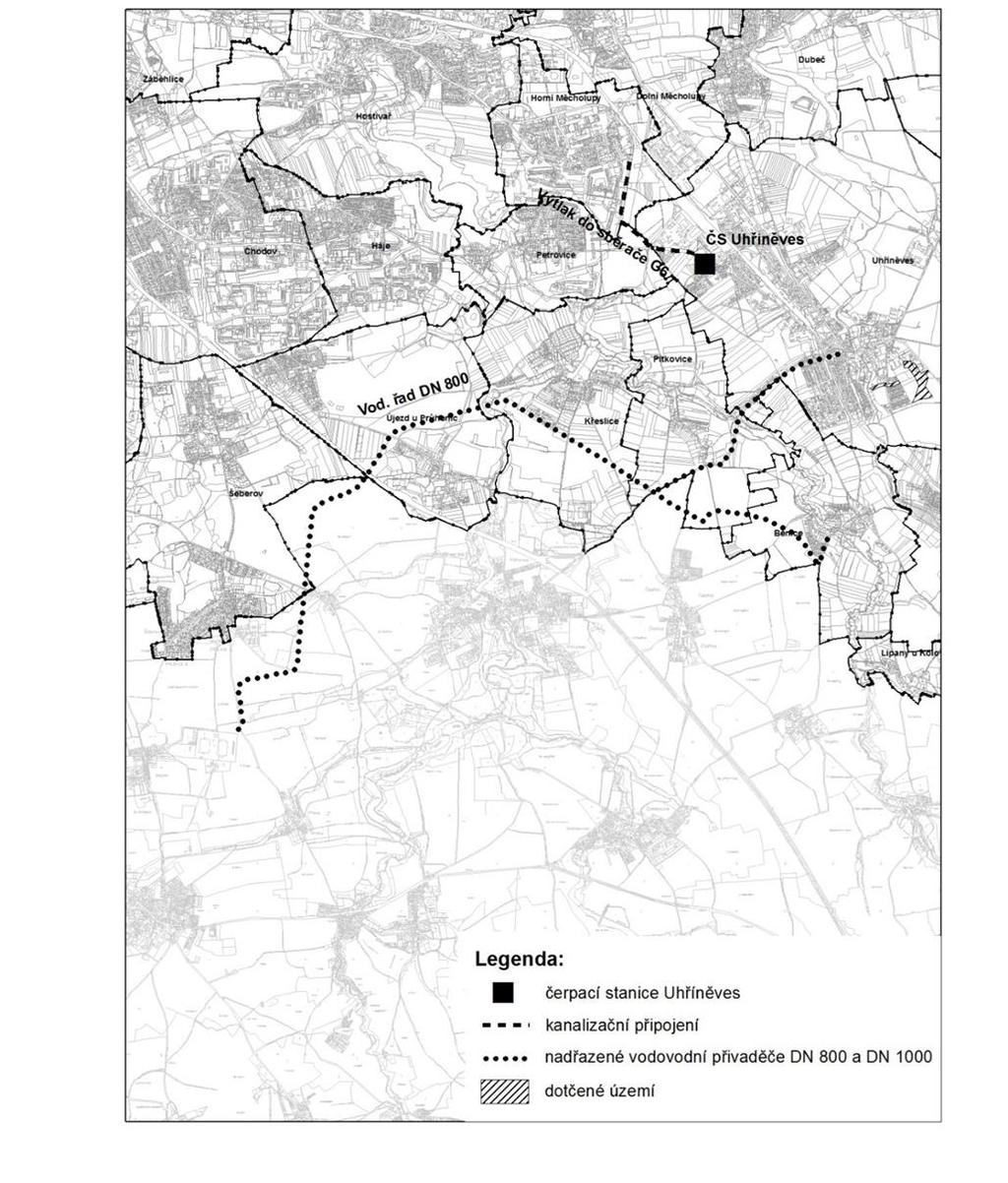 6) 16 Nová zástavba mezi ul. Přátelství V Kuťatech je z hlediska odkanalizování podmíněna připojením čerpací stanice Uhříněves IV v ul.