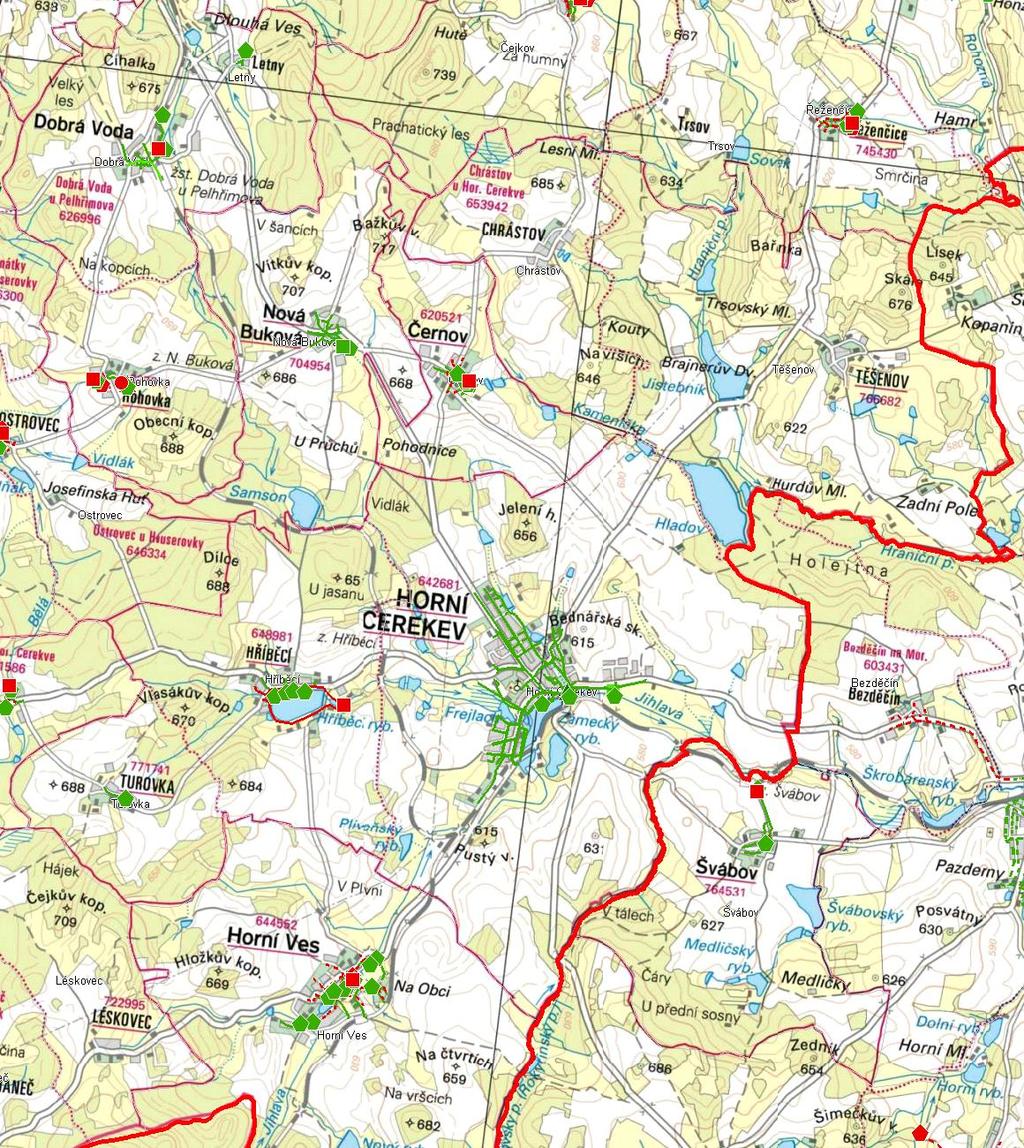 MAPA - KANALIZACE Trasování sítí, lokalizace ČOV, čerpacích stanic, výústí, odlehčovacích komor