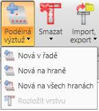 Uživatelská příručka 103 12.2.6 Podélná výztuž Na kartě Výztuž jsou pod příkazem Podélná výztuž sdruženy příkazy pro práci s podélnou výztuží.