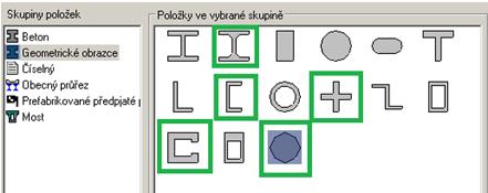 vyztužovat pomocí vyztužovacích šablon) b) všechny průřezy ze skupiny Geometrické obrazce lze importovat do IDEA RCS.