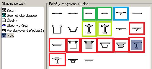 Uživatelská příručka 169 Průřezy ve světle zelených rámečcích jsou importovány jako standardní