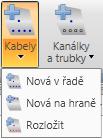 Uživatelská příručka 50 9.1.1 Kabely Na kartě Kabely, kanálky a trubky jsou pod příkazem Kabely sdruženy příkazy pro práci s kabely.