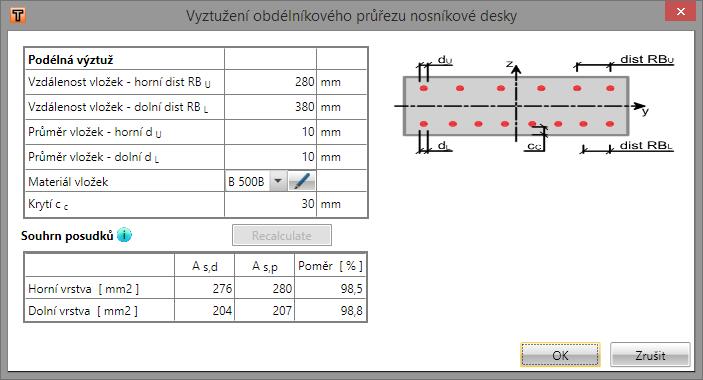 Uživatelská příručka 92 Pro vyztužené průřezy nosníkových desek se v dialogu pro zadání