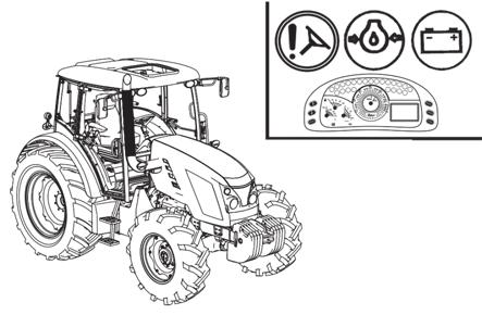 Poznámka: Při startování traktoru nebo při nízkých otáčkách motoru může kontrolka problikávat, pokud po nastartování nebo zvýšení otáček motoru kontrolka zhasne,