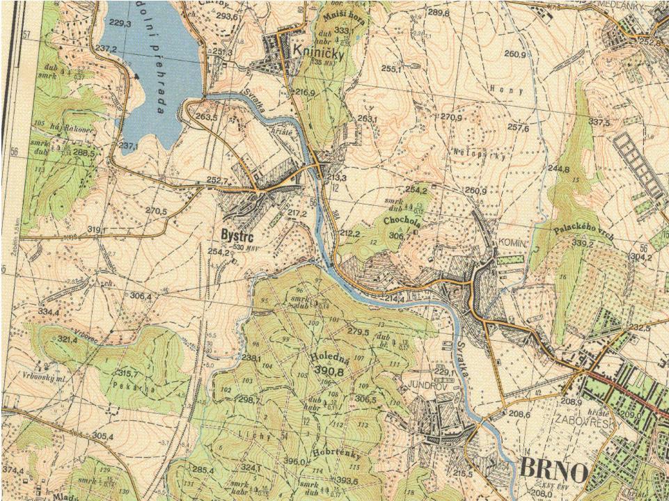 Československé vojenské topografické mapy (1952-1958) 1:25 000 Originály map pochází z Univerzity obrany v Brně.
