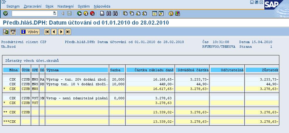 UTB ve Zlíně, Fakulta managementu a ekonomiky 77 Na dokladu o použití je vidět, že se bude odvádět DPH 3 278 Kč. U položky č.