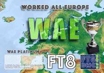 FT8 WAC diplomy Worked-All-Continents radioamatérům z celého světa.
