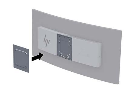 Připevnění montážního držáku VESA Montážní držák VESA je součástí dodávky monitoru a slouží k připevnění monitoru na stěnu, otočné rameno nebo jiný montážní úchyt. 1. Sundejte podstavec monitoru.