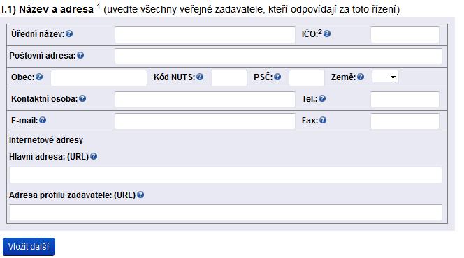 Oddíl I. - Veřejný zadavatel/zadavatel I.