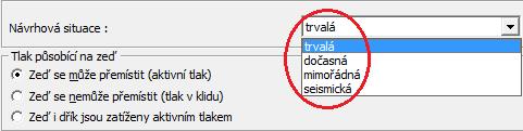 nebo nově nasypanou dobře zhutněnou zeminu. Pasivní tlak je možné uvažovat pouze v případě, kdy je umožněna příslušná deformace konstrukce (více viz Help F1).