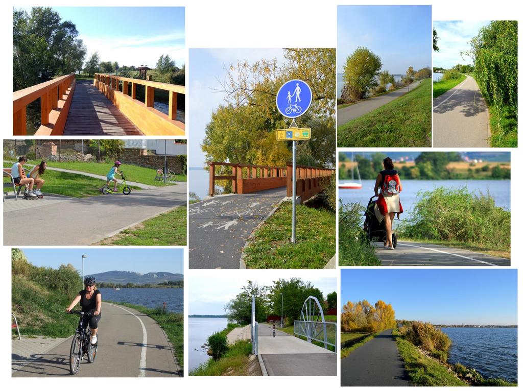 Podpora cyklo - infrastruktury: Promenáda V letech 2007 2012 byla na břehu horní Novomlýnské nádrže vybudována promenáda v