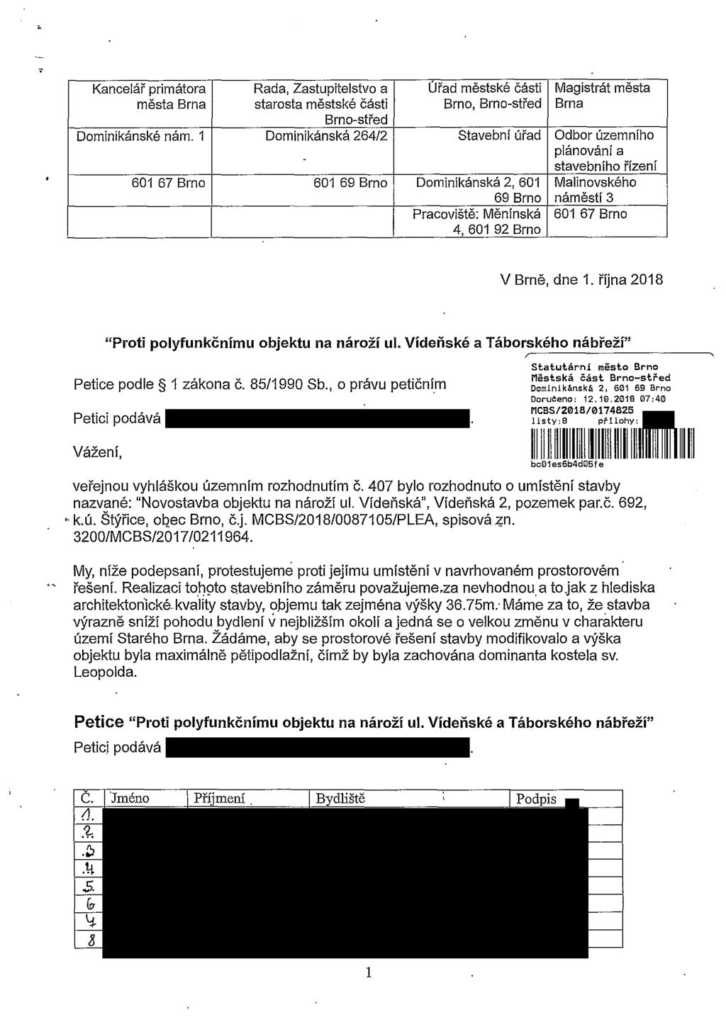 Kancelář primátora města Brna Rada, Zastupitelstvo a starosta městské části Brno-střed Úřad městské části Brno, Brno-střed Magistrát města Brna Dominikánské nám.