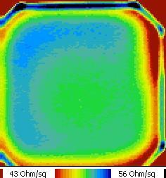 vrstvového odporu od 43 do 56 Ω/ (Ohm/sq).