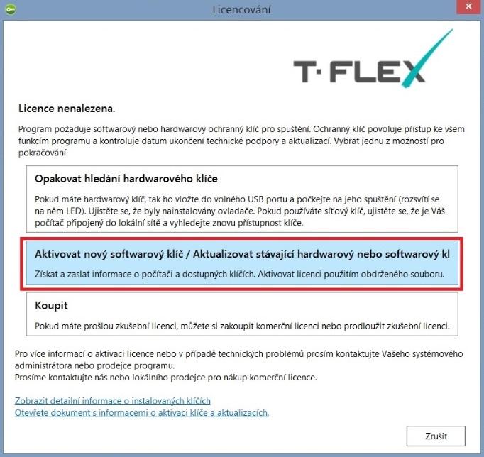 Podpora Vás může také požádat o připojení obrázků záložek <Sentinel Keys>, <Features> a <Diagnostics> z Sentinel Admin Control Center.