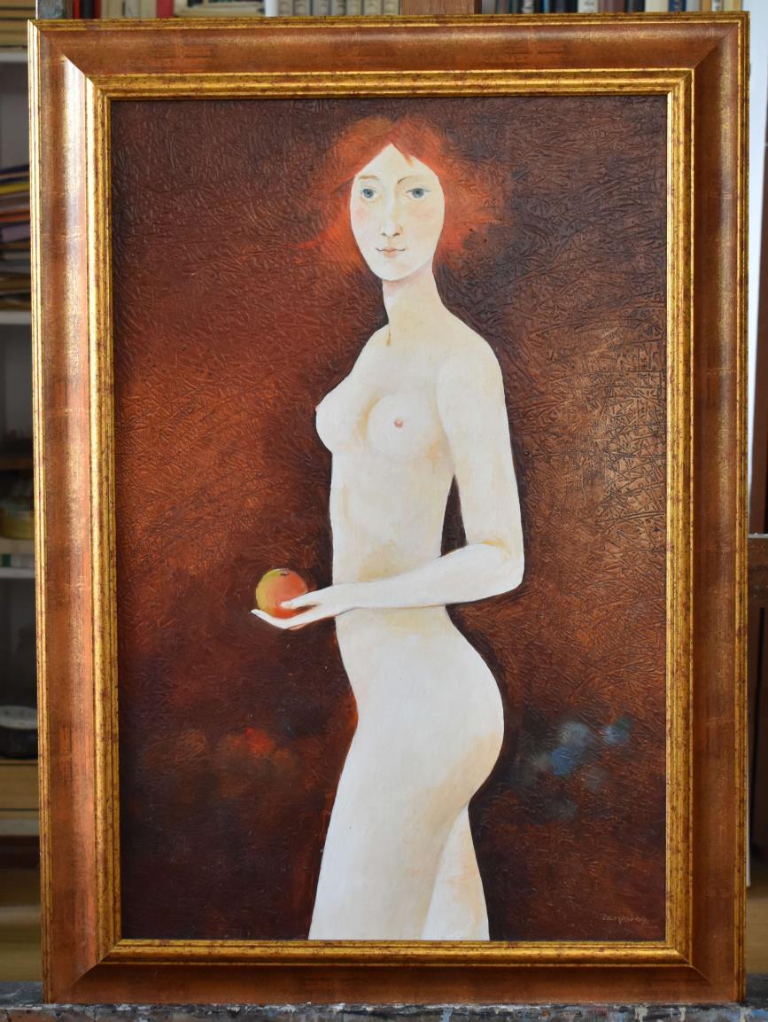12) Velká Eva, olej, sololit, 64 x 42 cm, 2009 Obraz s názvem Velká Eva - 1 ks Rozměry: rozměry malby - 64 x 42 cm Materiál: malba sololit, rám dřevo