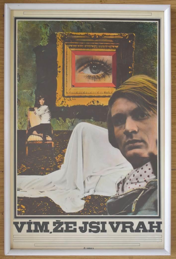 2) Vím, že jsi vrah, návrh filmového plakátu, 1971 Návrh filmového plakátu Vím, že jsi vrah, 1971 1 ks Rozměry: rozměry návrhu filmového plakátu - 42, 5 x 61, 5 cm s rámem, 40 x 59 cm bez rámu