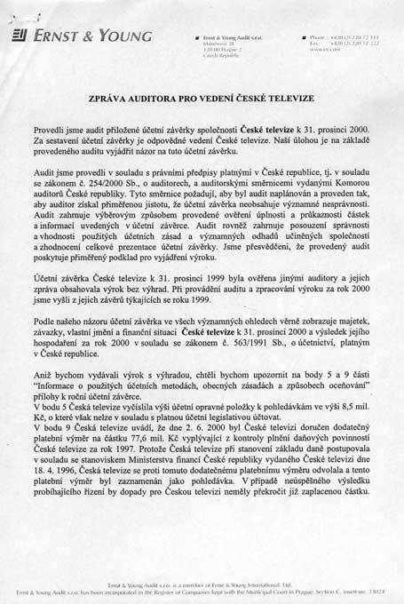 ZPRÁVA AUDITORA O OVù ENÍ