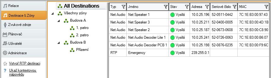Zóny Zóny umožňují logicky rozdělit objekt přiřazováním jednotlivých 2N Net Audio Decoderů, 2N Net Speakerů nebo RTP destinací.