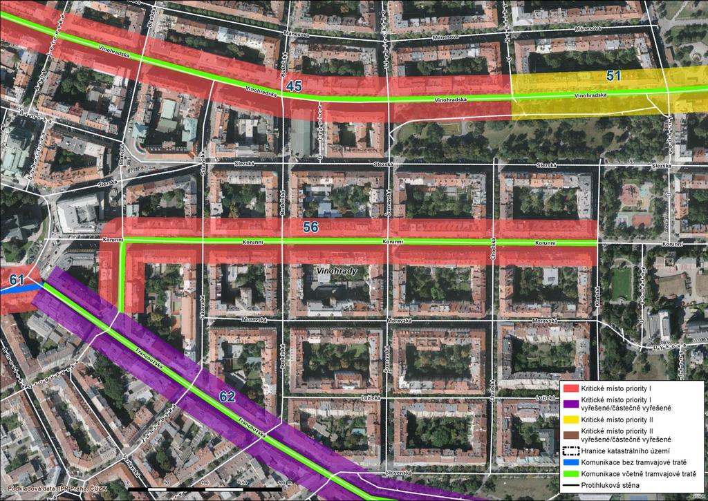 56 Vinohrady Korunní, Blanická V ulicích Korunní a Blanická bylo lokalizováno kritické místo v úseku mezi křižovatkami s komunikacemi Francouzská a Kladská.