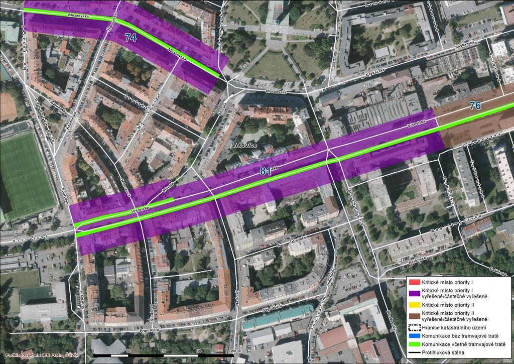 81 Vršovice Vršovická V ulici Vršovická bylo lokalizováno kritické místo v úseku mezi křižovatkami s komunikacemi Sportovní a Altajská.