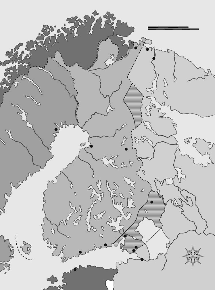 Finsko v roce 1940 B A R E N T S O V O M O Ř E 0 100 mil 0 200 km O R S K O Petsamo Basis Nord N Murmansk ŠVÉDSKO Luleå Oulu Suomussalami B o t n i c k ý z á l i v Tolvajärvi S S S R Ålandy