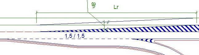přerušovaná čára 1,5/1,5 uplatnění: mezi průjezdními a přídatnými pruhy (viz obr. 1270 a obr. 1280) obr.