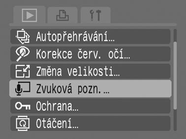 136 Přehrávání/mazání Připojení zvukových poznámek ke snímkům V režimu přehrávání lze ke snímku připojit zvukové poznámky (až 1 minuta). Zvuková data se ukládají ve formátu WAVE.