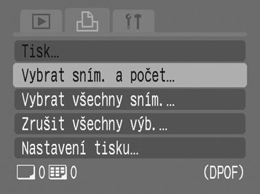 Nastavení tisku/nastavení přenosu 139 Nastavení tisku/nastavení přenosu Nastavení tisku DPOF Pomocí fotoaparátu můžete předem vybrat snímky na paměťové kartě pro tisk a určit počet kopií.