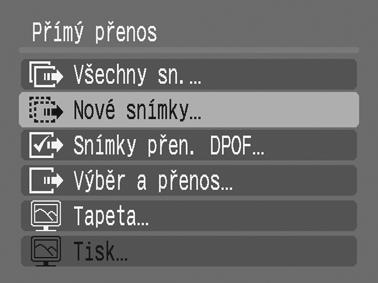 30 Načtení snímků do počítače Začínáme 1. Ujistěte se, že se na LCD monitoru fotoaparátu zobrazuje nabídka Přímý přenos. Tlačítko se rozsvítí modře.