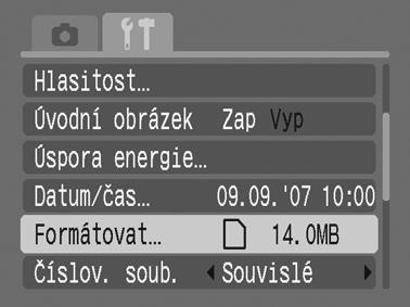 56 Základní operace Formátování paměťových karet Novou paměťovou kartu nebo kartu, z níž chcete vymazat všechny snímky a jiná data, byste měli vždy naformátovat.
