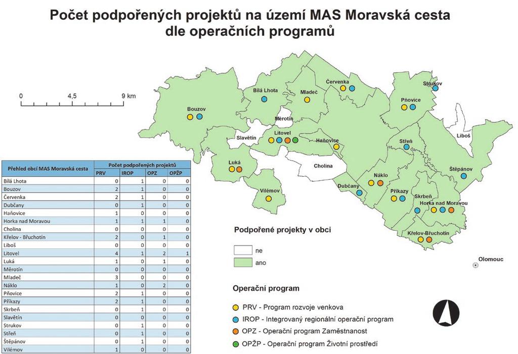 Realizace strategie Deme furt dopředô a necófnem přinesla do území MAS Moravská cesta celkem 45 256 446 Kč a realizaci 42 projektů Strategie komunitně vedeného místního rozvoje s názvem Demê furt