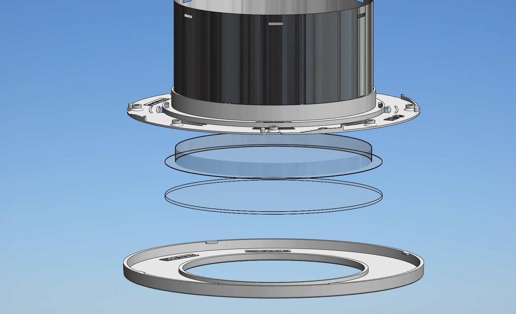 Tubusový svtlovod skladba II sklenná nástešní kopule (tl. 4 mm) svtlovodný tubus (uzavená vzduchová dutina, tl. 0,6 m) dvouvrstvý stropní transparentní kryt : - polykarbonát PET G, tl. 0.7 mm - uzavená vzduchová mezera 15 mm - polykarbonát PET G, tl.