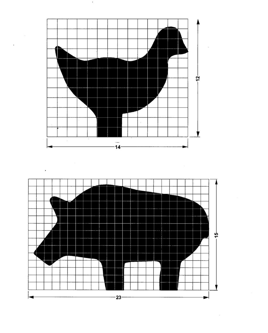 Oficiální šablony siluet (Kóty udávají počet čtverců.