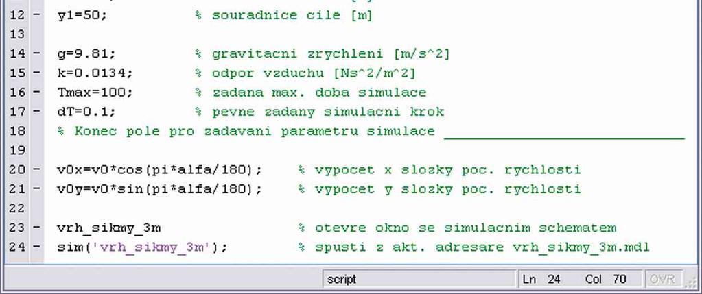 -3: Zobrazení výledků imulace přímé a inverzní dynamiky řely