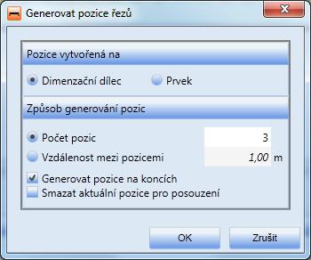 Dimenzační dílec je-li přepínač zapnut, bude zadaná hodnota polohy řezu vztažena k počátku aktuálního dimenzačního dílce.