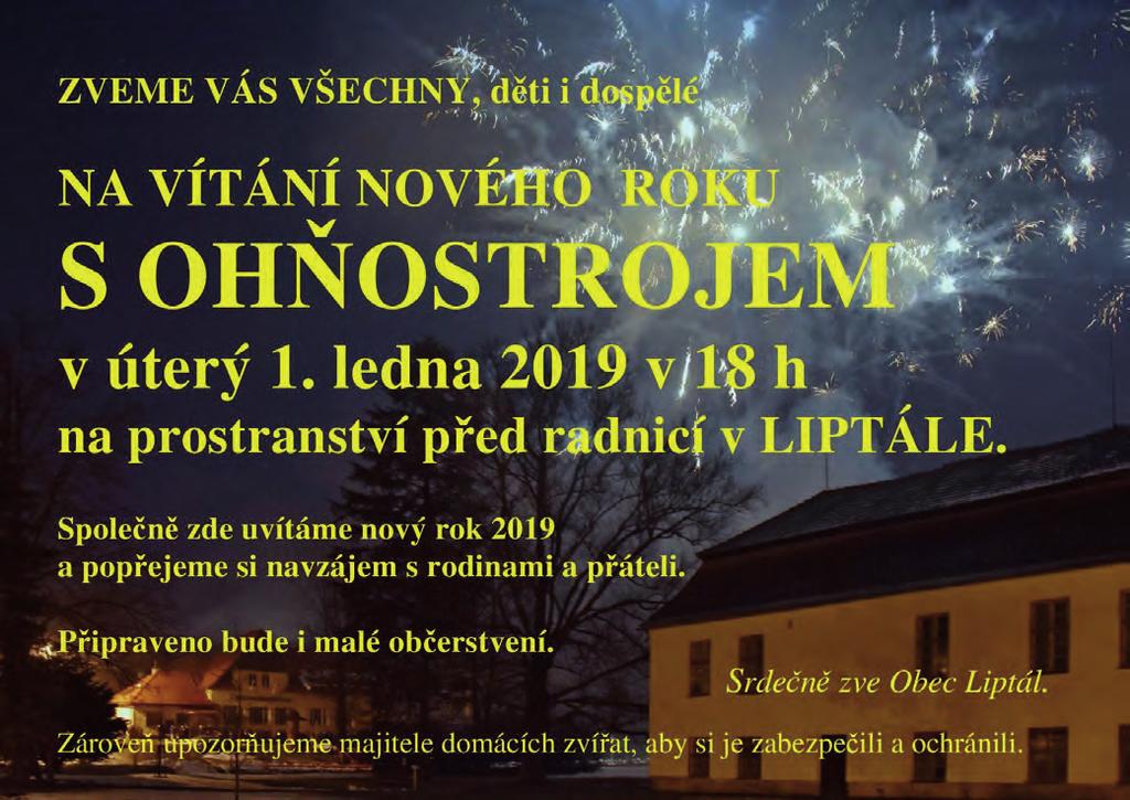 OBECNÍ ÚŘAD LIPTÁL, INFORMAČNÍ CENTRUM (na poště), SBĚRNA PRÁDLA, OBECNÍ