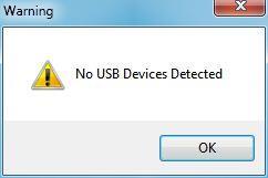 12.4 Upozornění o nenalezení žádného zařízení připojeného k USB Pokud není USB sonda připojena, zobrazí se upozornění.