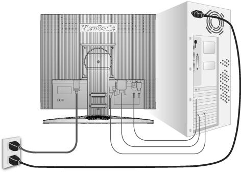 Rychlá instalace 1. Připojení napájecího kabelu a adaptéru AC/DC 2. Připojení videokabelu Zkontrolujte, zda jsou monitor LCD a počítač VYPNUTÉ. V případě potřeby odmontujte kryty zadního panelu.