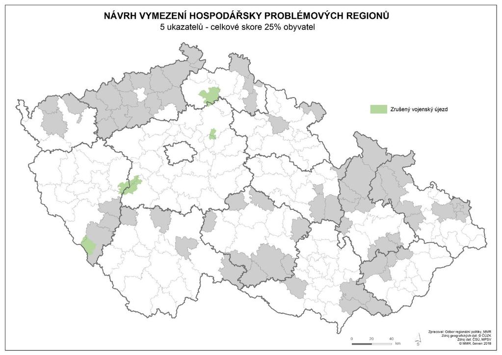 Verze 5 ukazatelů - 25 % obyvatel ČR Intenzita bytové výstavby Hrubá míra