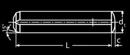 vrtání H11 Čepy, koíky, pera, závačky NORMA: DIN 1473 VÁLCOVÉ RÝHOVANÉ KOLÍKY GROOVED PINS, FULL LENGTH PARALLEL GROOVED WITH CHAMFER Materiá: Oce, nerez - A2 Povrchová úprava: Bez povrchové úpravy 1