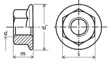 TORQUE HEXEGAON FLANGE NUTS WITH POLYAMID INSERT Materiá: Oce Povrchová