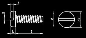 Šrouby o pechu Spojovací materiá DIN 7971 C, DIN 7971 F NORMA: DIN 7971 C ŠROUBY DO PLECHU S VÁLCOVOU HLAVOU - S HROTEM SLOTTED PAN HEAD TAPPING SCREWS Materiá: Oce Povrchová úprava: Zinek 2,2 2,9