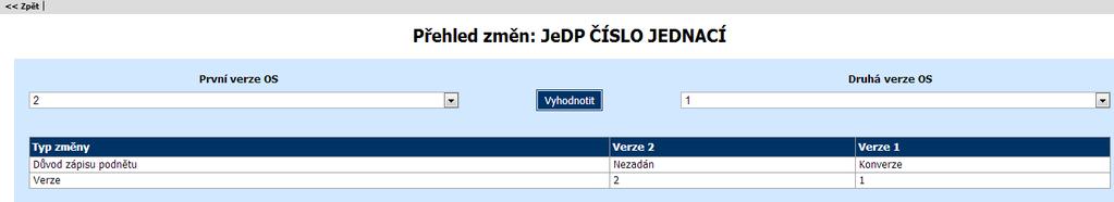 13.3.12 Přehled změn Kliknutím na tlačítko Přehled změn se zobrazí přehled změn OS mezi vybranými dvěma verzemi. Tlačítko je dostupné u zveřejněného/vydaného OS.