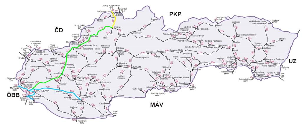 GSM-R na Slovensku cca 400 km SŽDC MAV pilotní síť GSM-R stávající síť