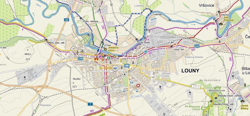 Obr. 3 Cyklistická doprava (zdroj: [9]) 1. 4 Veřejná doprava Na území města Louny, provozuje městskou veřejnou dopravu Dopravní podnik Ústeckého kraje ( DPÚK a.s.). Ten zajišťuje veřejnou dopravu například i v Žatci.