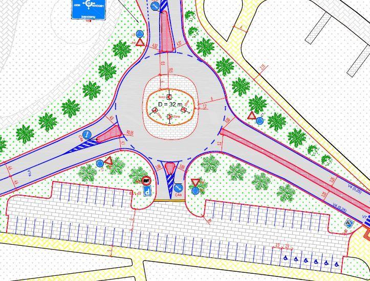 5 Návrh řešení okružních křižovatek Pro obě neřízené stykové křižovatky byla navrhnuta přestavba na okružní křižovatky.