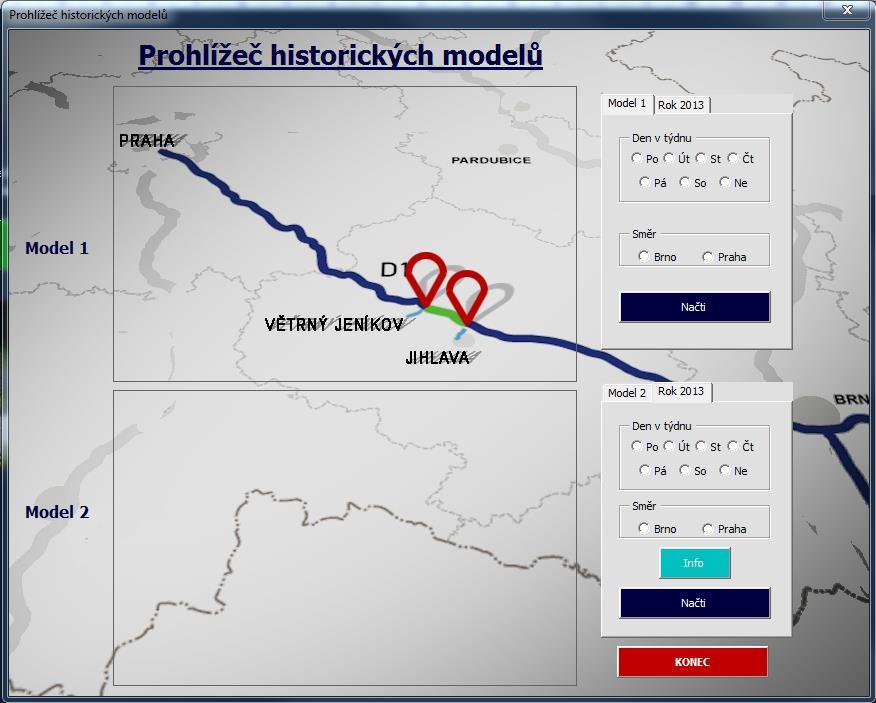 Po kliknutí na tlačítko Prohlížet historické modely se otevře uživatelské okno, které můžeme vidět na obrázku 17.